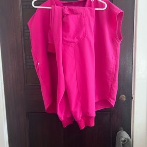 Hot pink figs set medium top, large joggers.